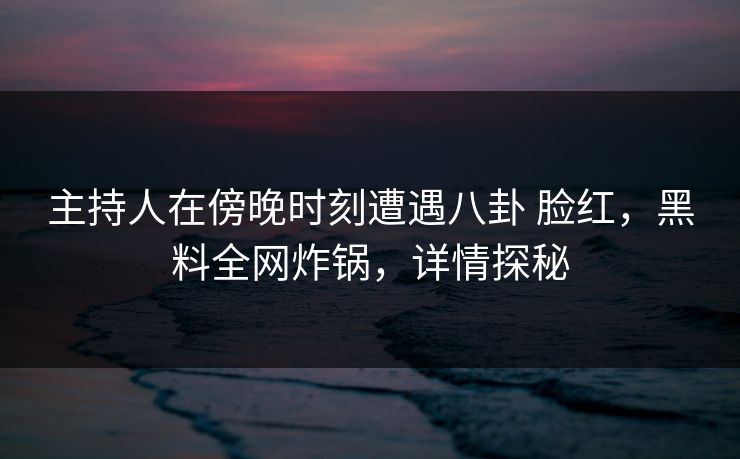 主持人在傍晚时刻遭遇八卦 脸红，黑料全网炸锅，详情探秘